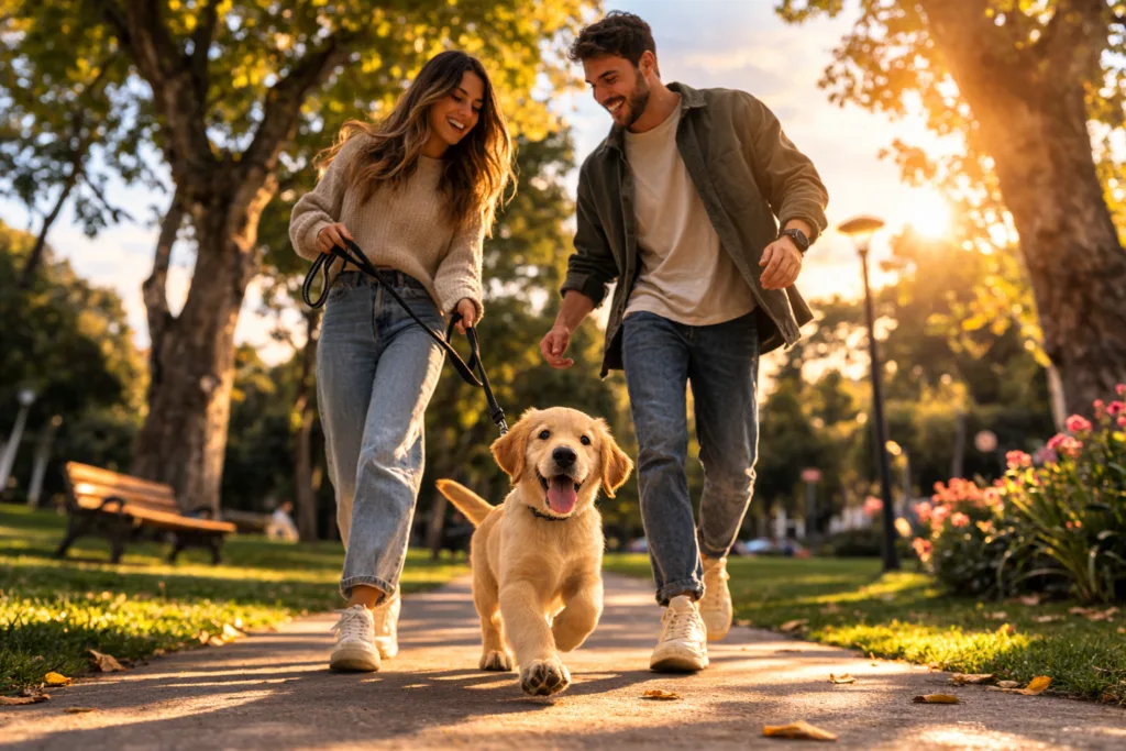 Organizar paseos del cachorro en pareja: guía práctica