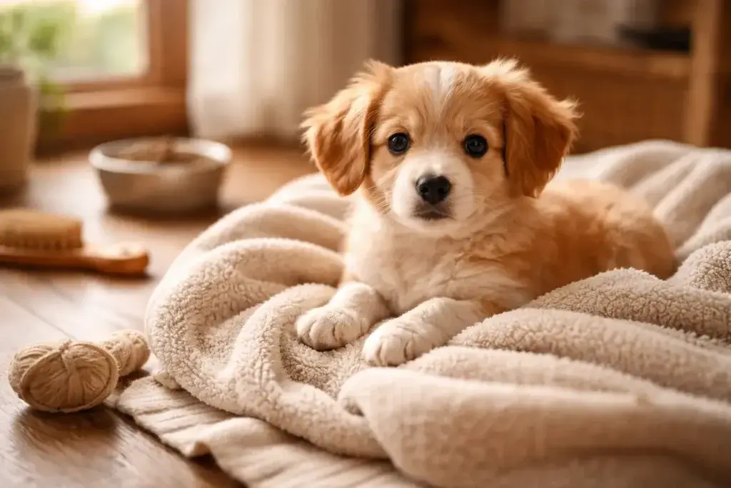 Cachorrinho fofo no conforto do lar