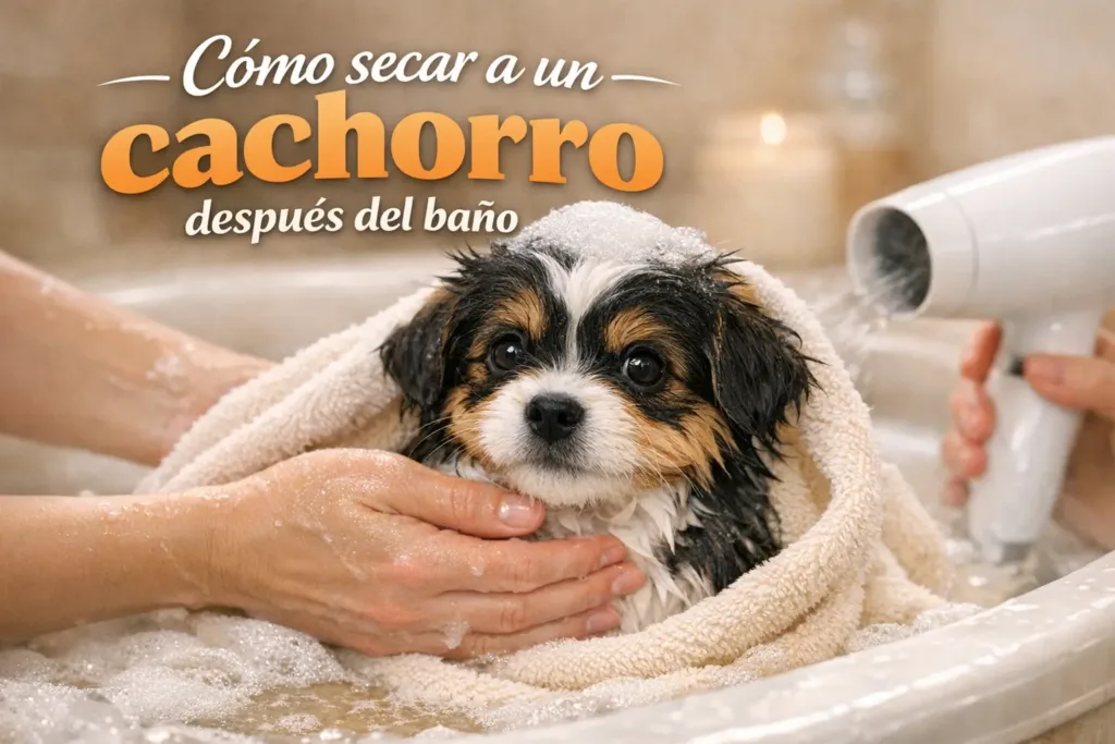 Cómo secar a un cachorro después del baño