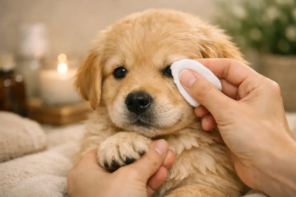 cómo limpiar los ojos de un cachorro