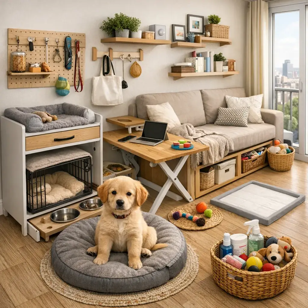Organizar espacios pequeños con cachorro