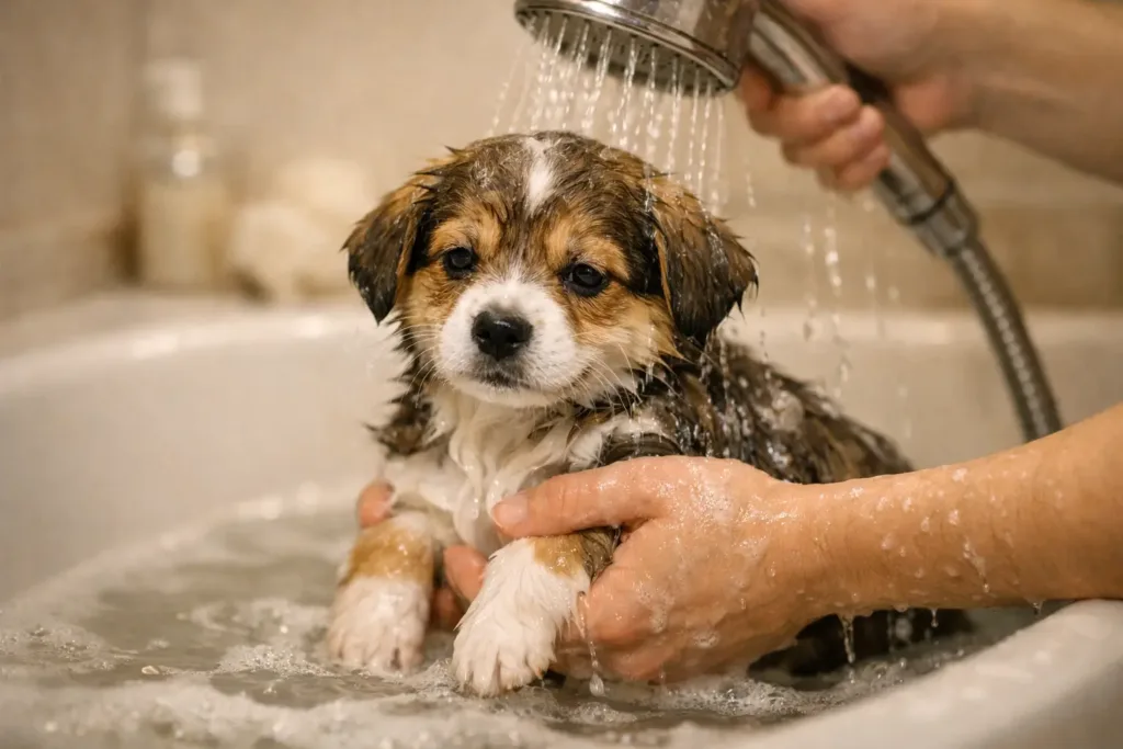 cómo bañar a un cachorro