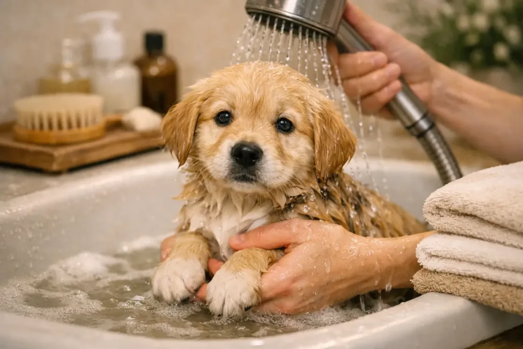 cuándo bañar cachorro por primera vez