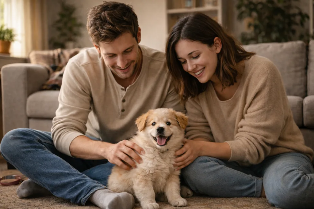 fortalecer la relación cuidando un cachorro