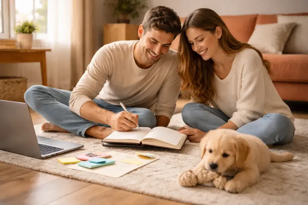 metas anuales en pareja con cachorro